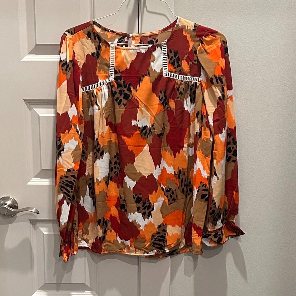Abstract Leopard Print Blouse